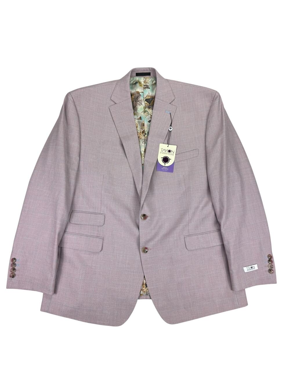 Tayion Mens Agordy Regular Fit Windowpane Suit Jacket Pink Blue 46R